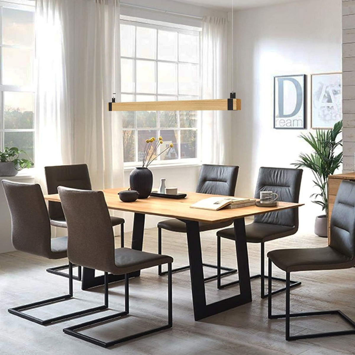 HÄNGELEUCHTE Valeska 100/12/150 cm - Braun, Holzwerkstoff (100/12/150cm) - Nettlife