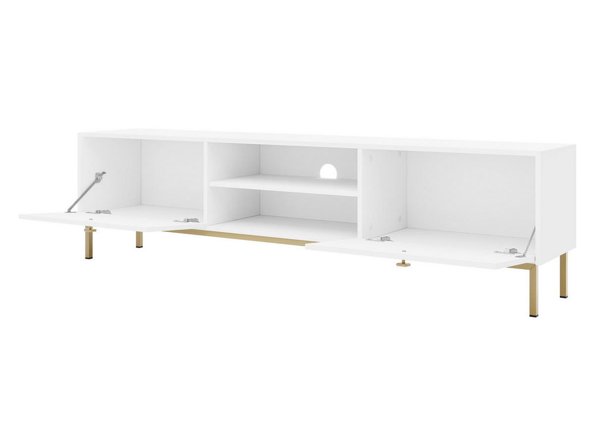 TV-LOWBOARD Nutero 2KW - Goldfarben/Weiß, Holzwerkstoff/Metall (180/48/35cm) - MIRJAN24