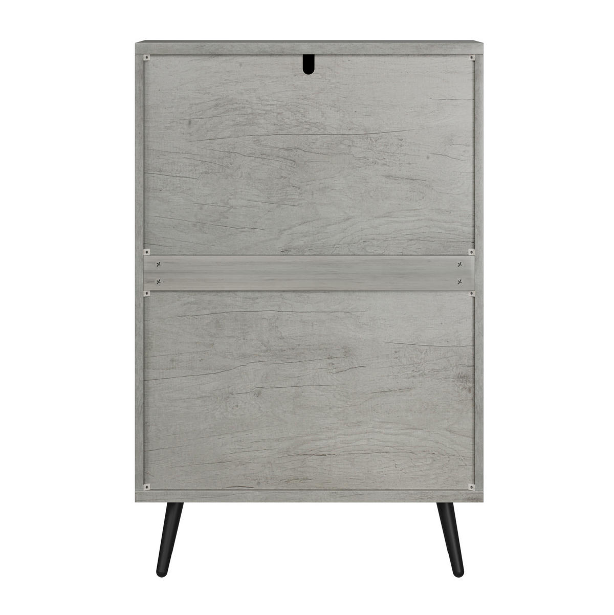 SCHUHSCHRANK 60 cm in Grau mit 2 Klappen und Rillendesign - Grau, Holzwerkstoff (60/94/24cm) - Flora Grace