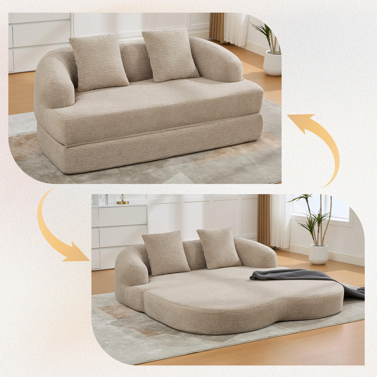 PAT TAPIȚAT, design prințesă, 90x200cm cu iluminare LED - bej, material textil (157/65/84cm) - Urban Meuble