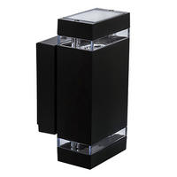 OUTDOOR WANDLEUCHTE Schwarz Metall - Schwarz, Glas (11/23.5/10.9cm)
