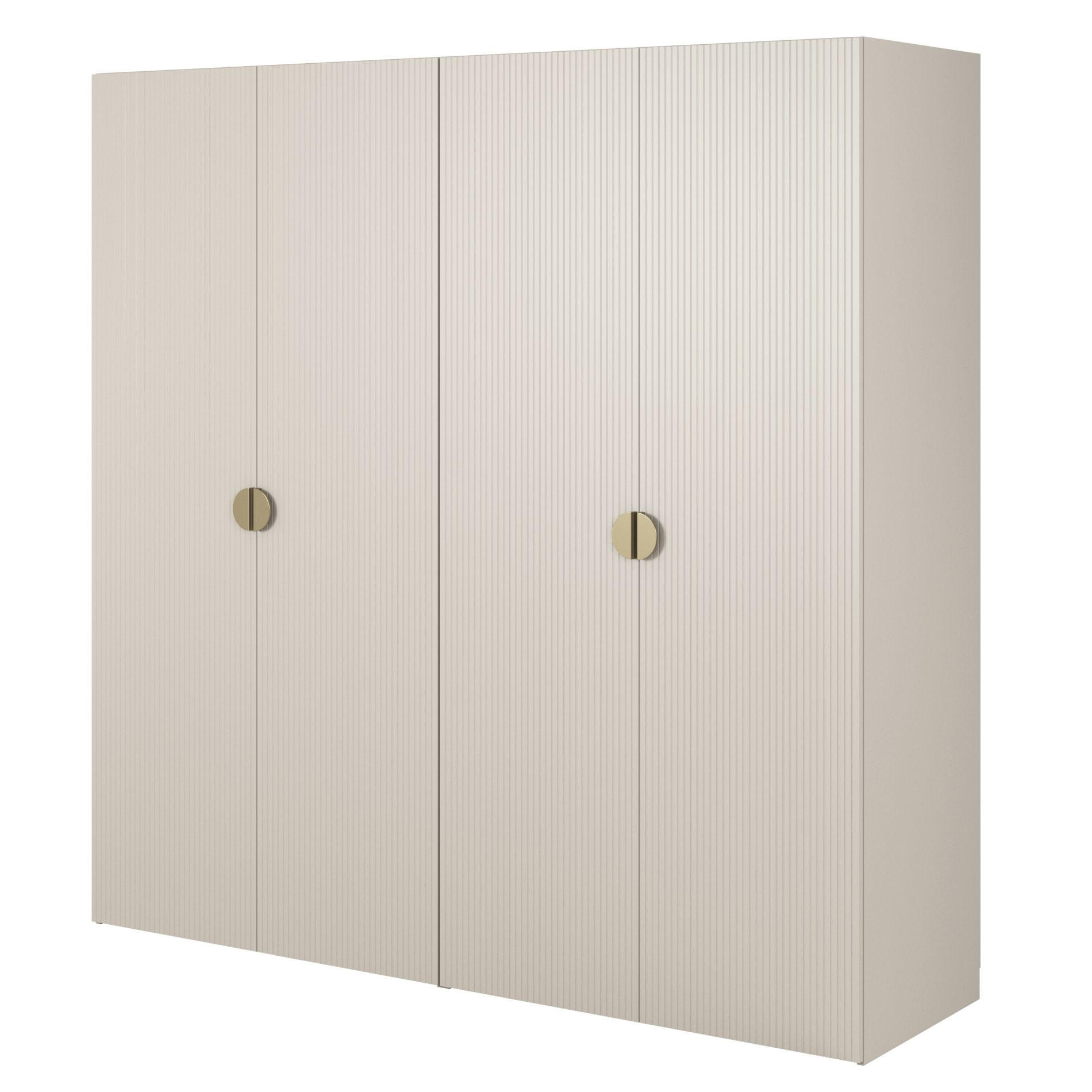 KLEIDERSCHRANK Moonir Greige 200 cm - Taupe/Goldfarben, Holzwerkstoff/Metall (200/200.5/57cm) - Selsey