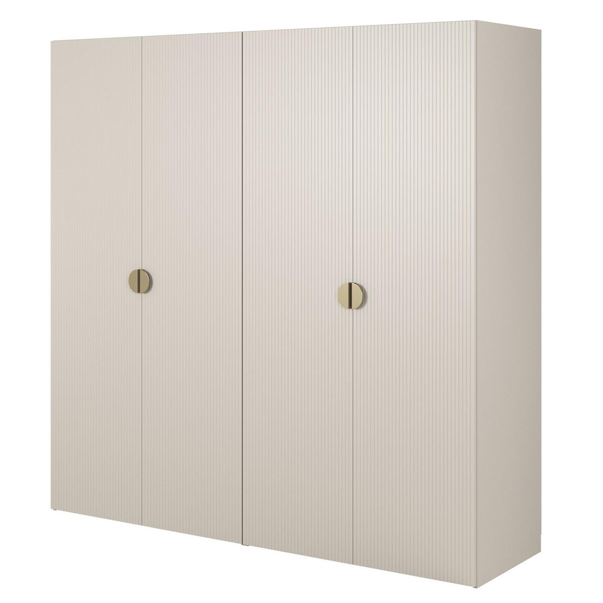 KLEIDERSCHRANK Moonir Greige 200 cm - Taupe/Goldfarben, Holzwerkstoff/Metall (200/200.5/57cm) - Selsey