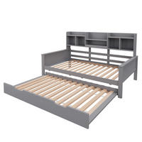 AUSZIEHBETT 90/200 cm DE-01373, in Grau, mit Staufach - Grau, Holz (90/200cm) - ComfortXL