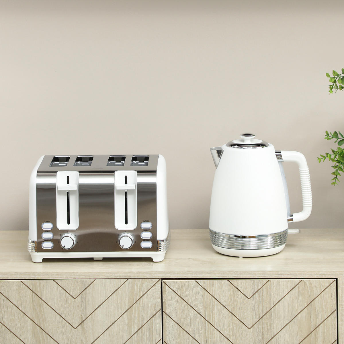 WASSERKOCHER-TOASTER-SET DE-17458 Weiß - Weiß, Metall (16.5/25.2/21.1cm) - ComfortXL