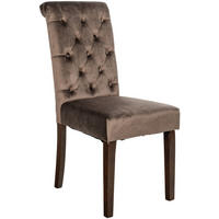 STUHL Samt braun - Walnussfarben/Braun, Holz/Textil (45/98/63cm) - CLP