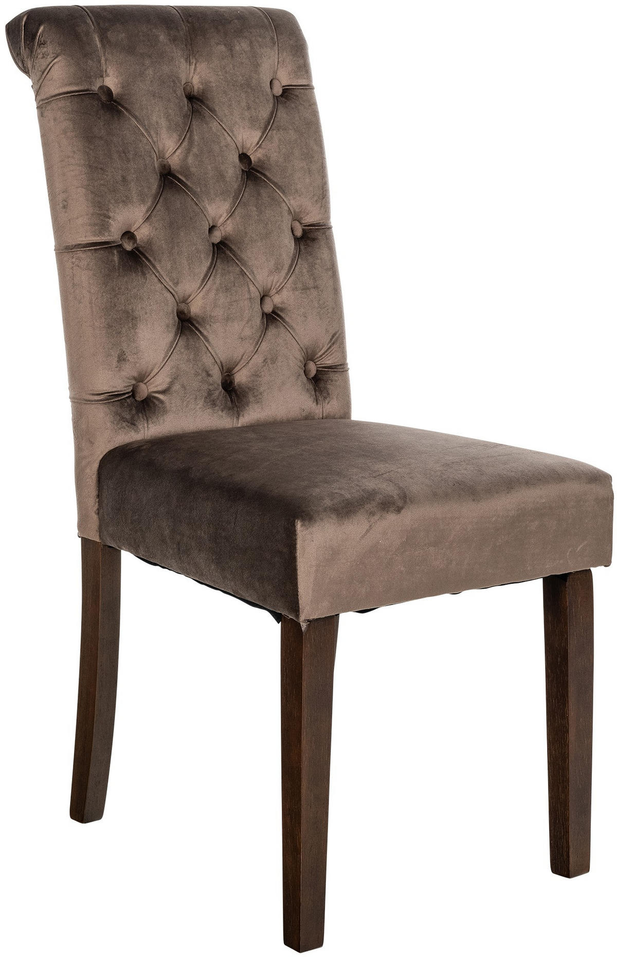 STUHL Samt braun - Walnussfarben/Braun, Holz/Textil (45/98/63cm) - CLP