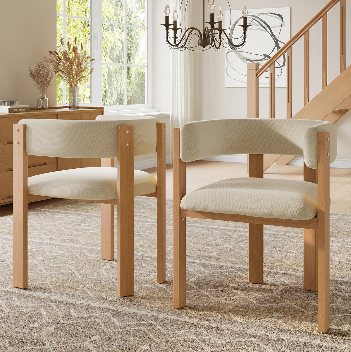 ESSZIMMERSTUHL ergonomisch 47 x 48 x 72,5 cm Beige 2er-Set - Beige, Metall (44/72.5/54.5cm) - Meubliv