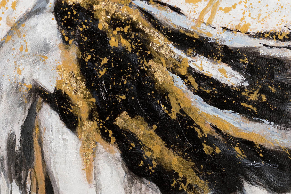 ACRYLBILD HANDGEMALT 70/100 cm - Gelb/Schwarz, Holz/Textil (1.9/100cm) - KUNSTLOFT