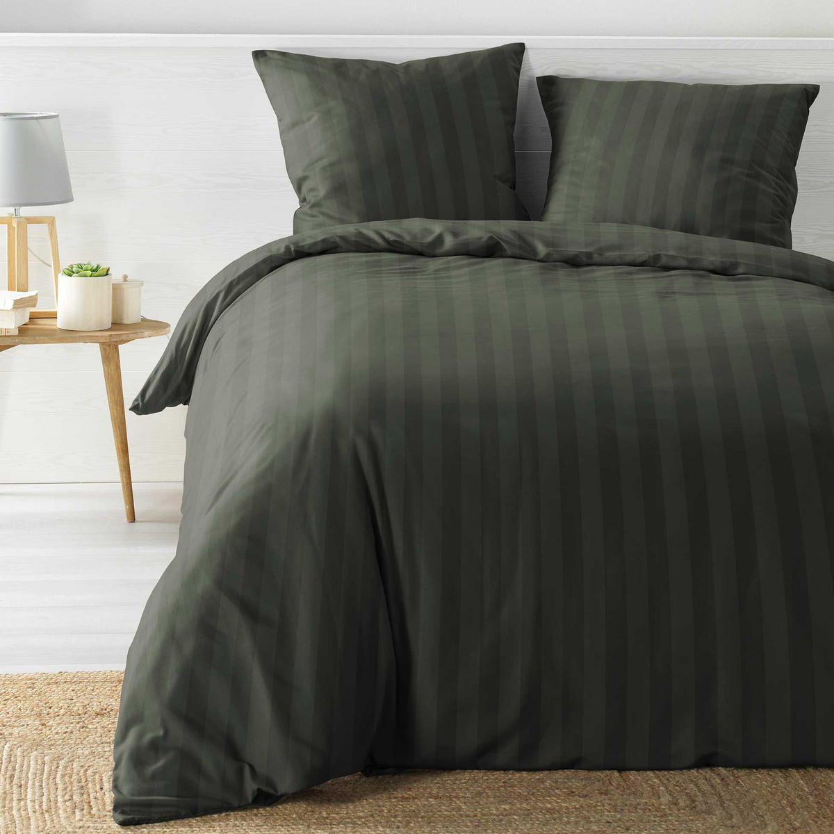 BETTWÄSCHE-SET Mikrofasern Cleo 240/220 cm - Olivgrün, Textil (220/240cm) - Douceur d´intérieur