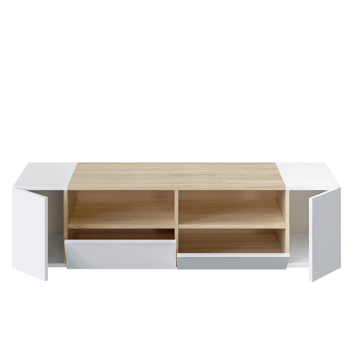 TV-ELEMENT Tania 4 Türen Weiß/Eiche - Weiß, Holzwerkstoff (138/36/42cm) - VS Venta-stock