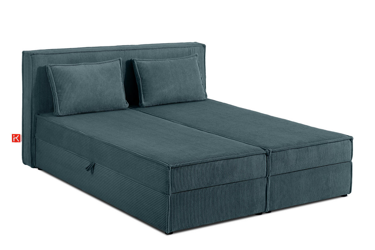 BOXSPRINGBETT ROTI mit Stauraum, blau - Blau/Schwarz, Holz/Holzwerkstoff (160/200cm) - KONSIMO®