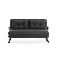 SCHLAFSOFA für 2 Personen mit Stoffbezug und Metallfüßen 133/50/41 cm - Dunkelgrau, Metall (50/41/133cm) - Calicosy