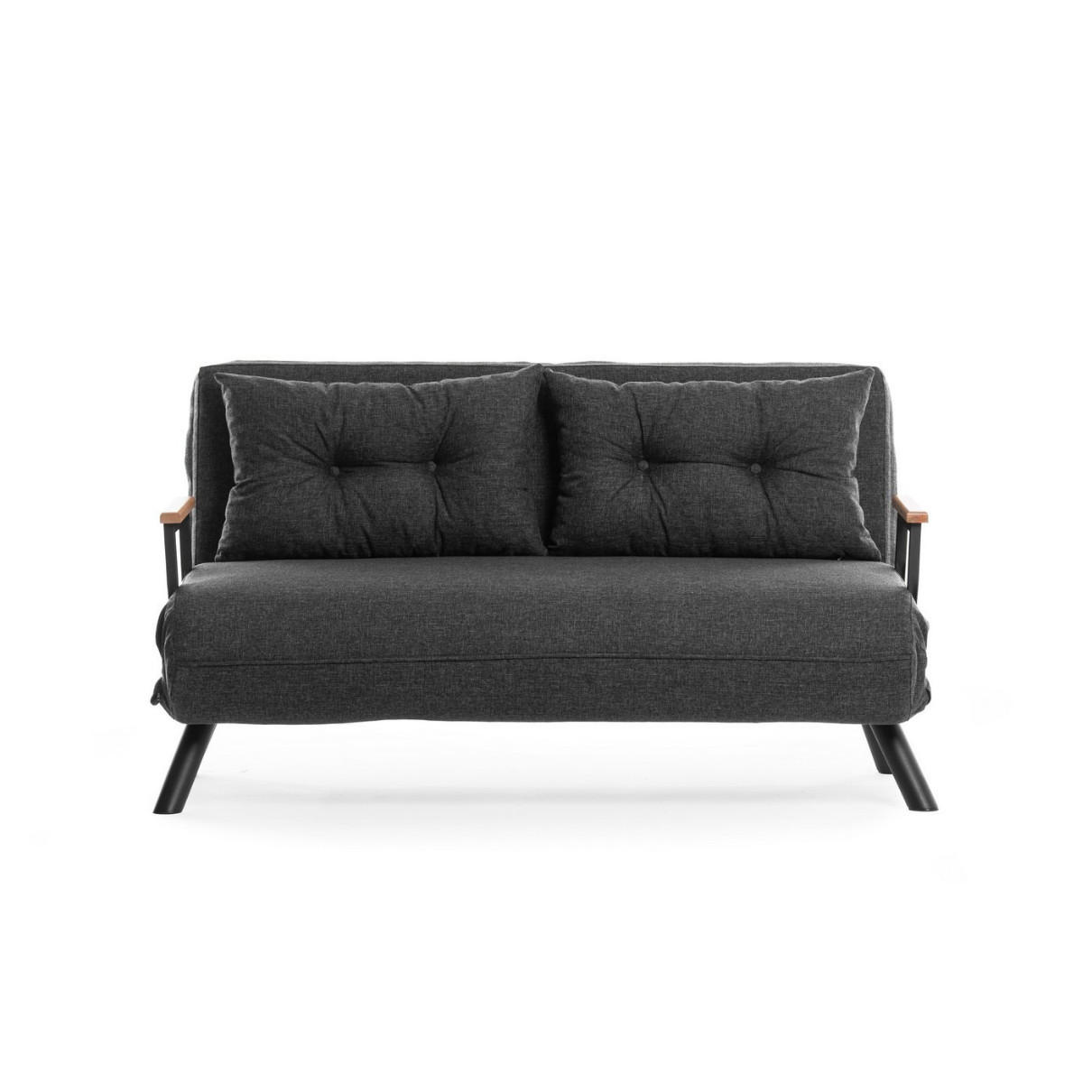 SCHLAFSOFA für 2 Personen mit Stoffbezug und Metallfüßen 133/50/41 cm - Dunkelgrau, Metall (50/41/133cm) - Calicosy