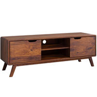 TV-BOARD Sheesham 134x40x48 walnuss gewachst MALMÖ 2 #119 - Dunkelbraun, Holz (134/48/40cm) - Massivmoebel24
