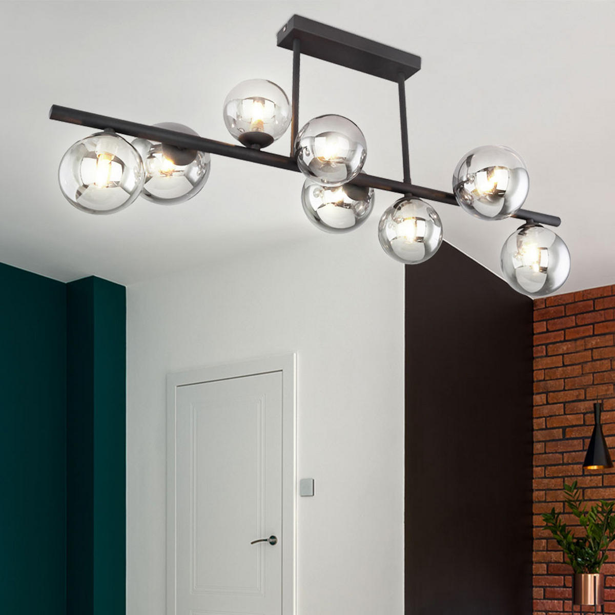 LED DECKENLEUCHTE Glas Schwarz - Schwarz, Glas (86/30/35.8cm) - Globo Lighting