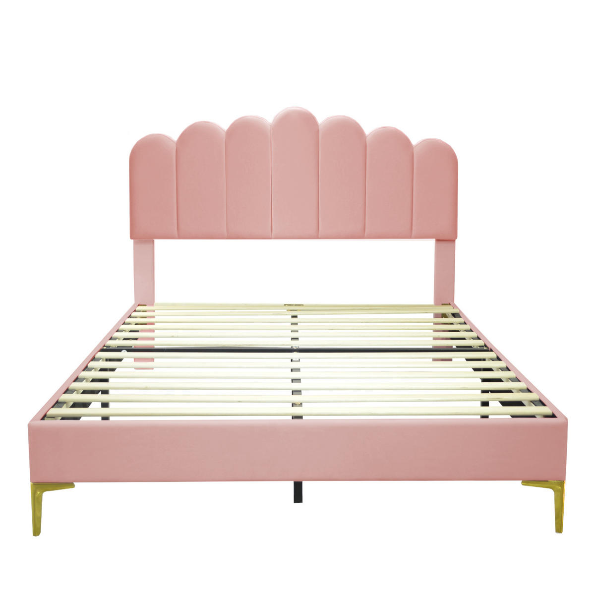 POLSTERBETT 140/200 cm DE-01748, in Rosa, mit verstellbarem Kopfteil - Pink, Metall (140/200cm) - ComfortXL