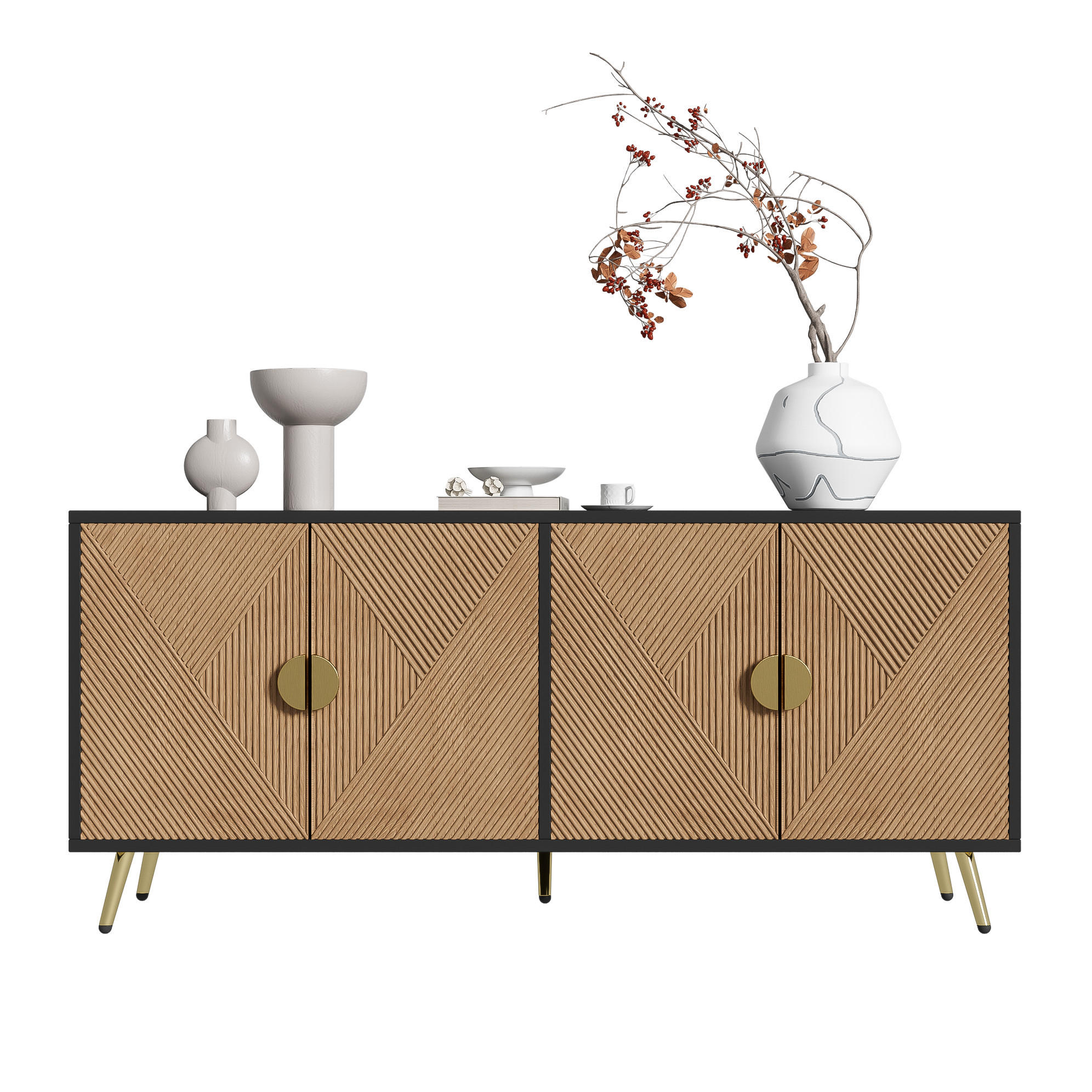 Ivmeu Sideboard Schwarz 160x75x40 cm