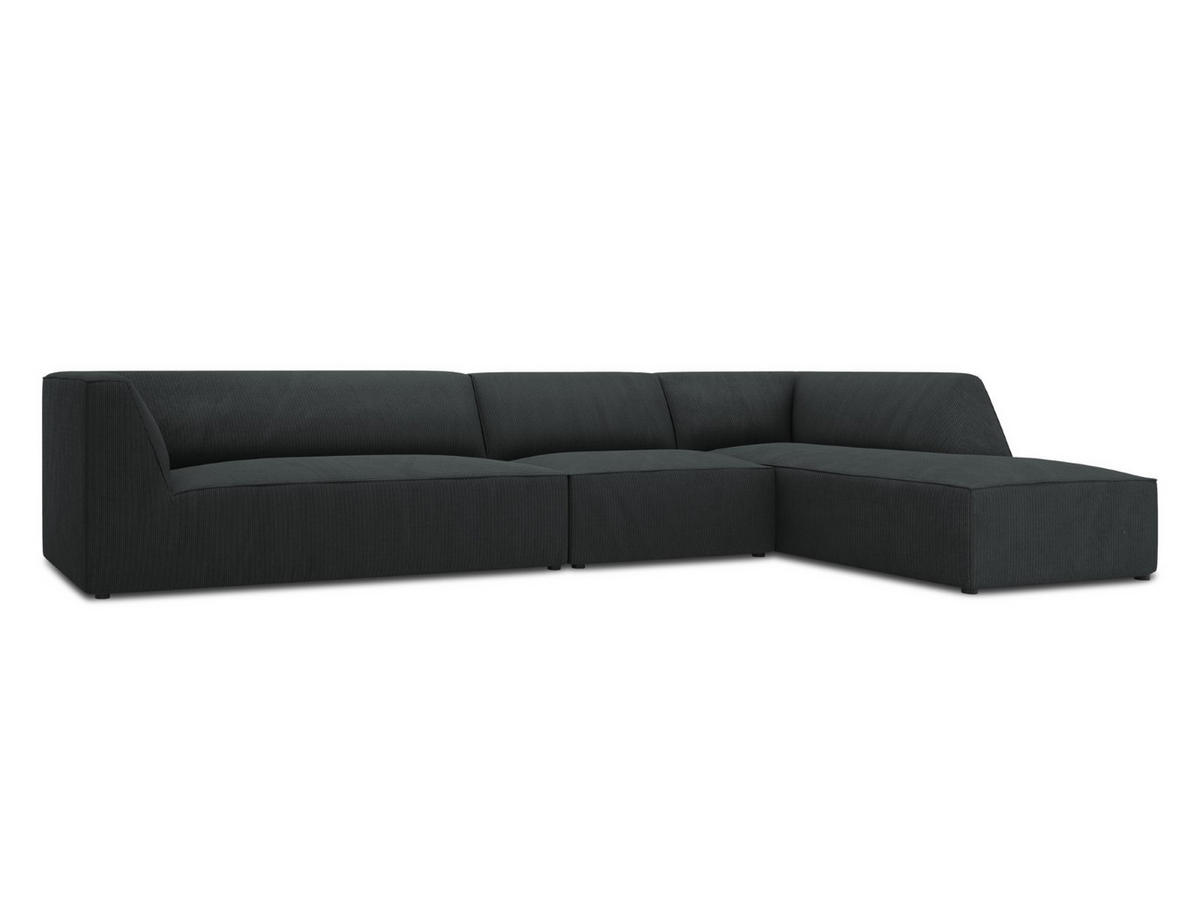 ECKSOFA rechts Ruby aus Cord schwarz 5 Sitzplätze - Schwarz, Textil (180/366cm) - Micadoni