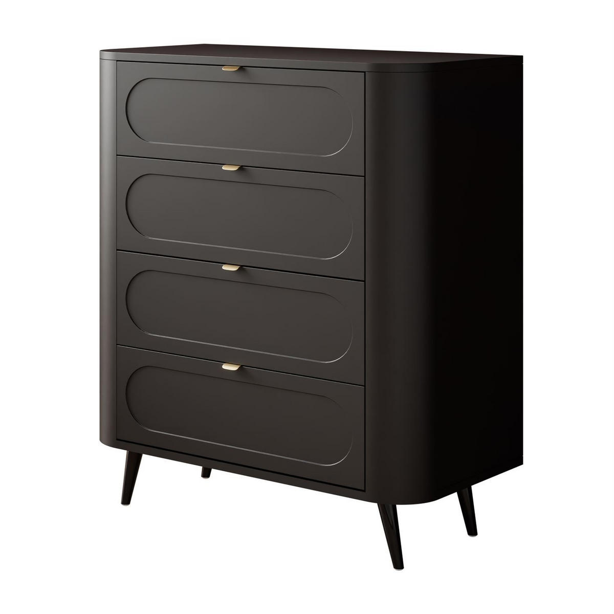 KOMMODE SHADOW II 4S mit Schubladen - Schwarz, Holzwerkstoff (78/91/40cm) - Lookway