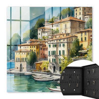 SCHLÜSSELBOX Schwarz 30x30 cm- Türöffnung nach rechts - Italienische Landschaft - Grün, Metall (30/30/5cm) - TULUP