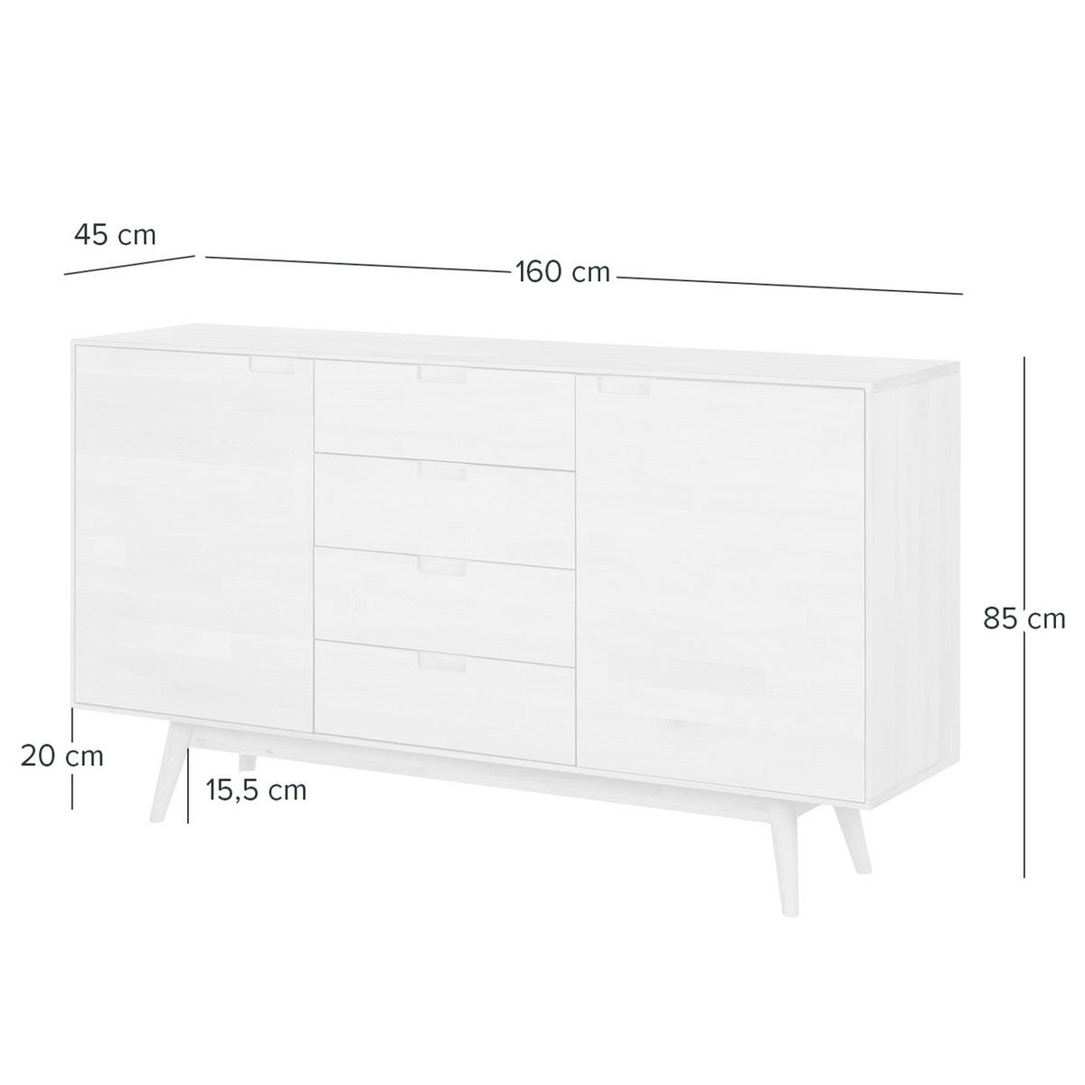 SIDEBOARD - Massivholz - Eichefarben/Braun, Eichenholz/Holz (160/85/45cm) - home24
