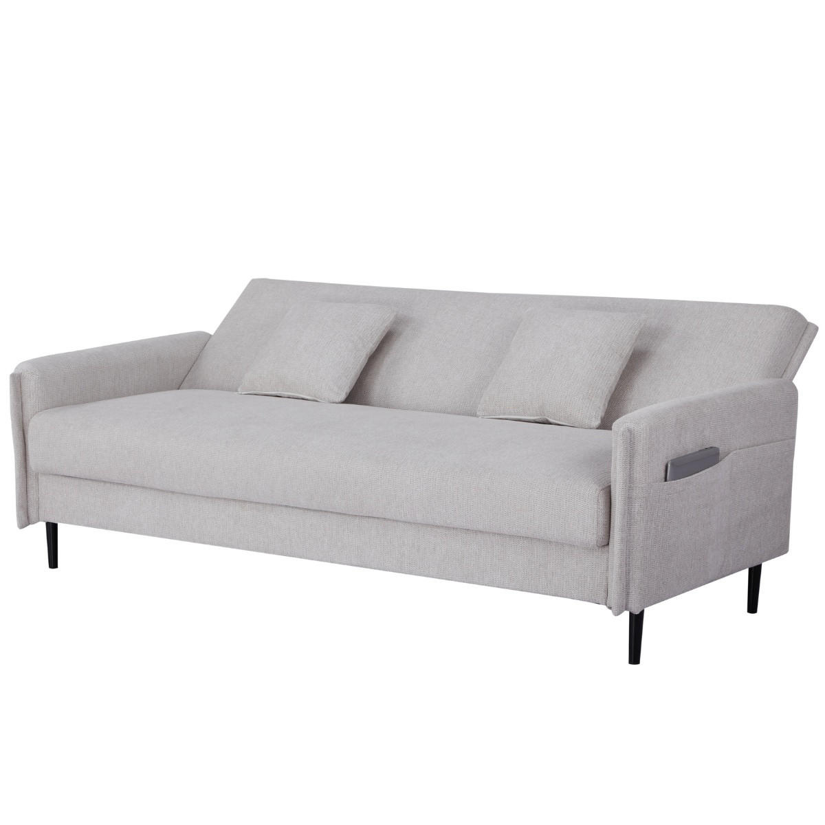 SCHLAFSOFA 3-Sitzer mit Stauraum aus Stoff, Beige - Beige, Textil (85/87/200cm) - Giga Meubel