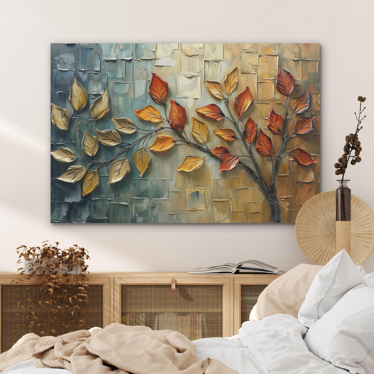 AKUSTIKBILD Baum - Abstrakt - Natur - Kunst Akustikpaneele 90x60 cm - Goldfarben, Kunststoff (90/60/0.9cm) - MuchoWow