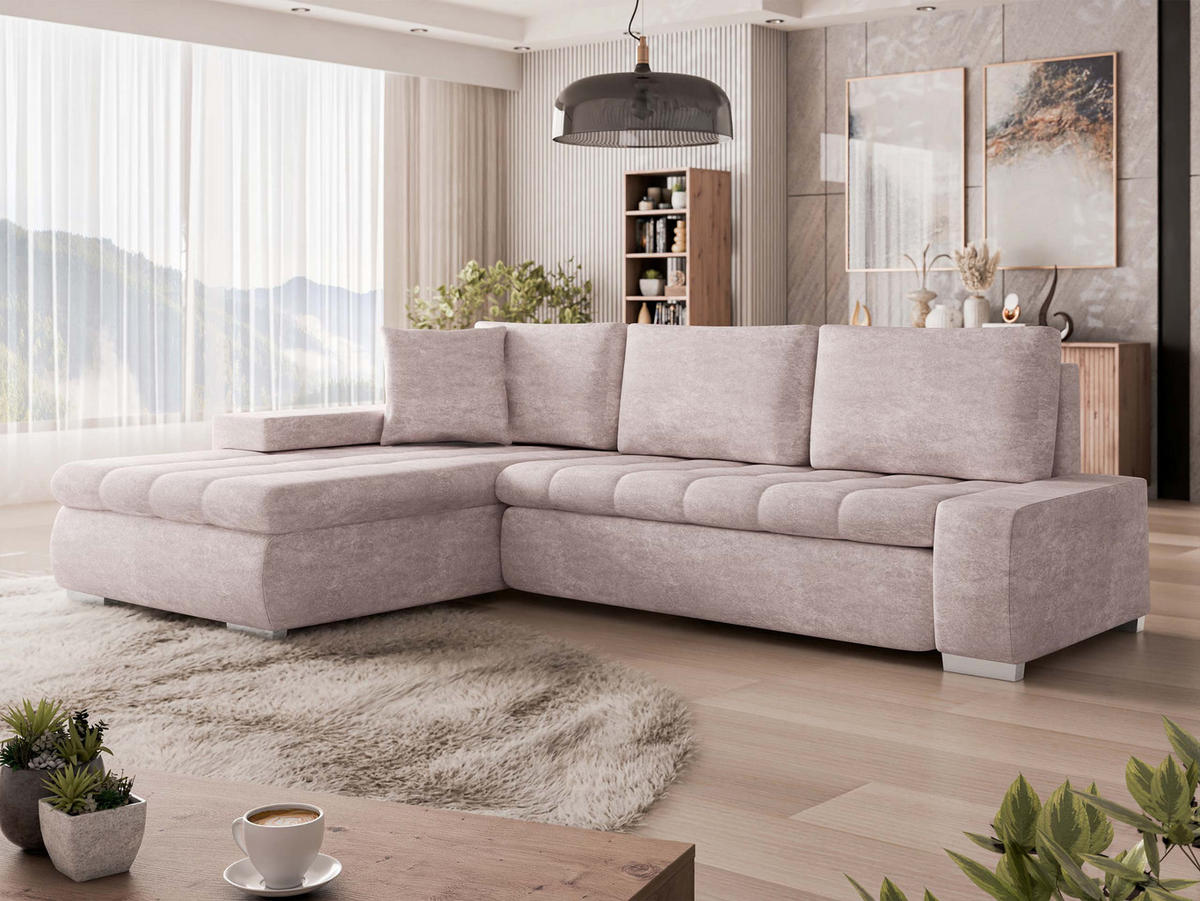ECKSOFA Orkan Mini Premium - Hellrosa, Holz/Textil (265/185cm) - MIRJAN24