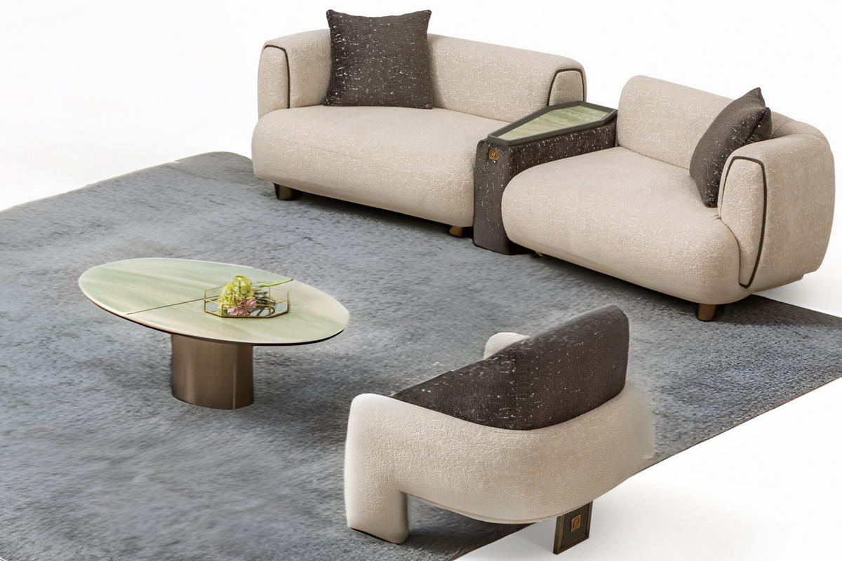 SITZGARNITUR Artemis Stellvariante:3+1 - Beige, Holz/Textil (250/75/95cm) - Villa Möbel