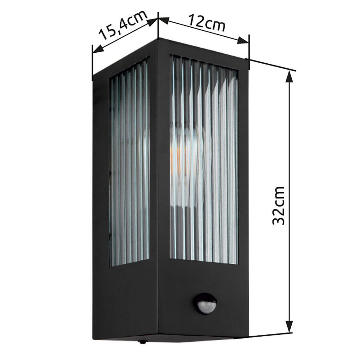 LED AUSSEN-WANDLEUCHTE GUNDULA Schwarz Glas - Schwarz, Glas (12/32/15.4cm) - Globo Lighting