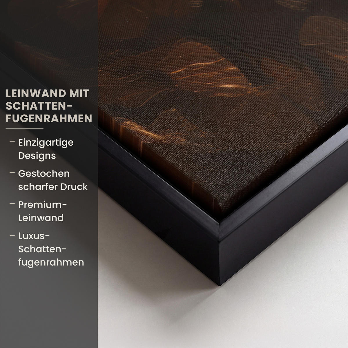 LEINWAND Bilder mit Rahmen - Gesicht - Dame - Blätter - Pinselstriche - 60x40 - Goldfarben, Textil (60/40cm) - MuchoWow