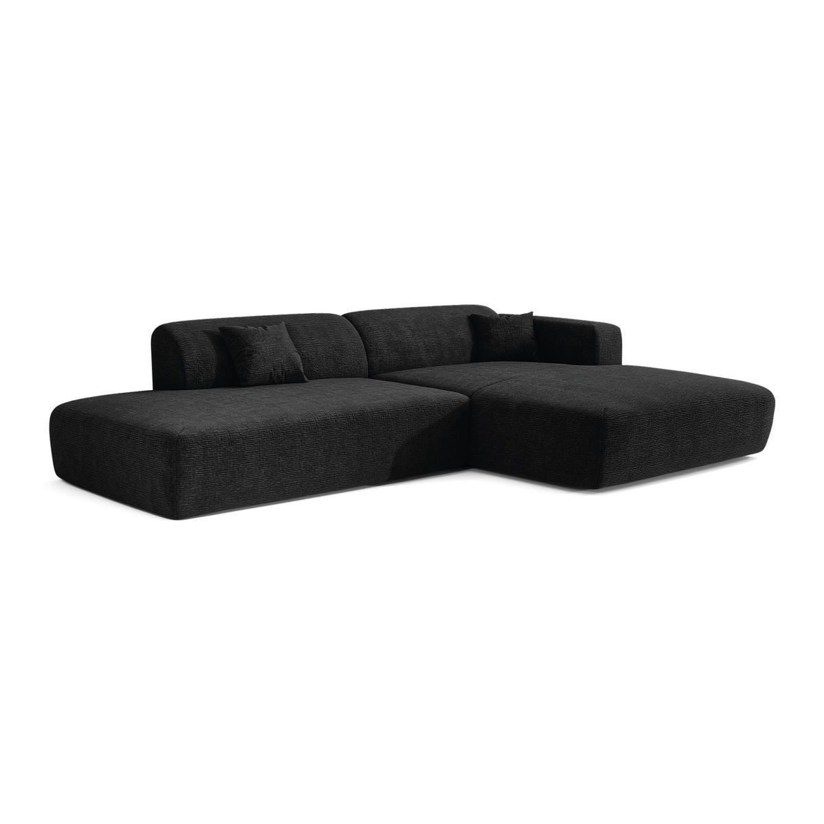 ECKSOFA RECHTS Gemusterter Samt Dunkles Anthrazit 310cm - Anthrazit, Textil (300/96cm) - Sia Home