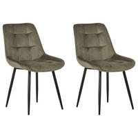 ÉTKEZŐSZÉK 2 darabos Szett Bársony olívazöld Melrose - fekete/zöld, textil (51/85/58cm) - Beliani