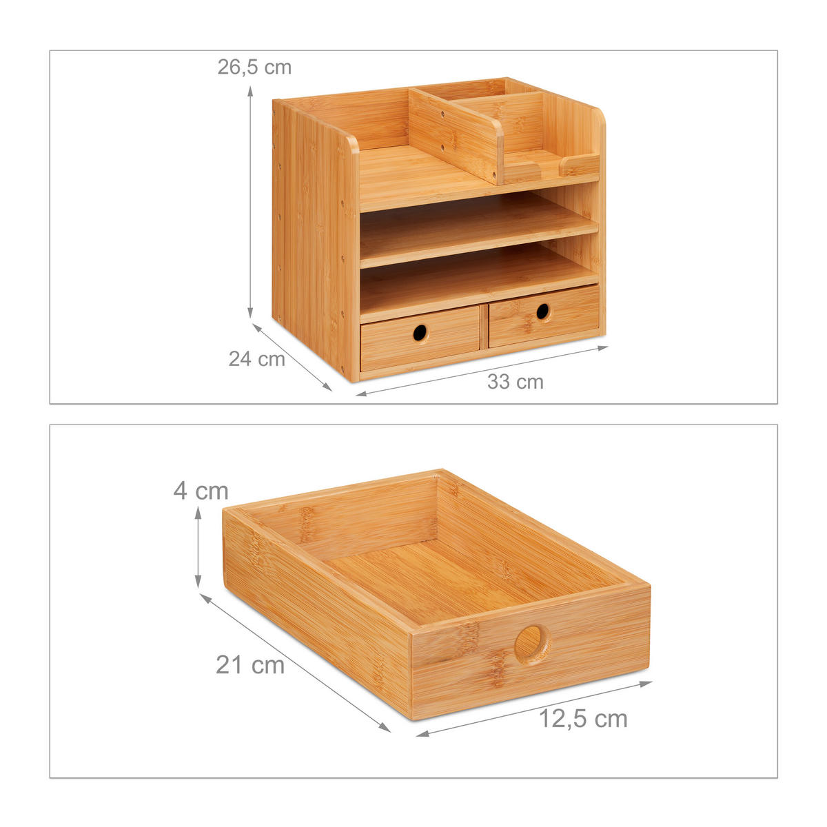 SCHREIBTISCH-ORGANIZER - Hellbraun, Holz/Holzwerkstoff (24/33/26.5cm) - Relaxdays