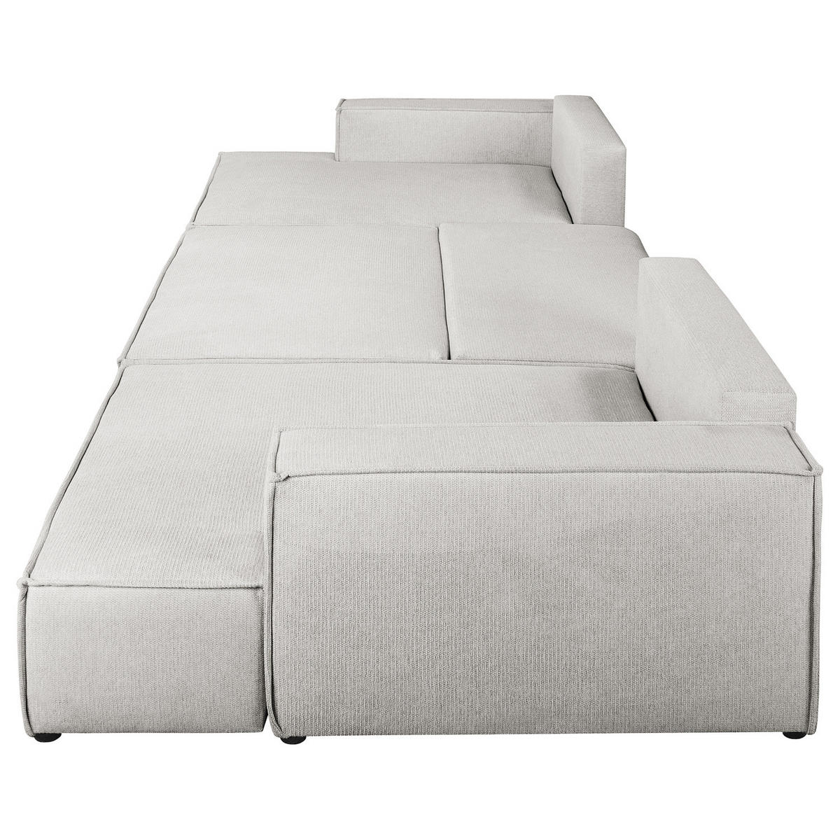 WOHNLANDSCHAFT mit Schlaffunktion - Hellgrau/Schwarz, Kunststoff/Textil (398/70/148cm) - home24