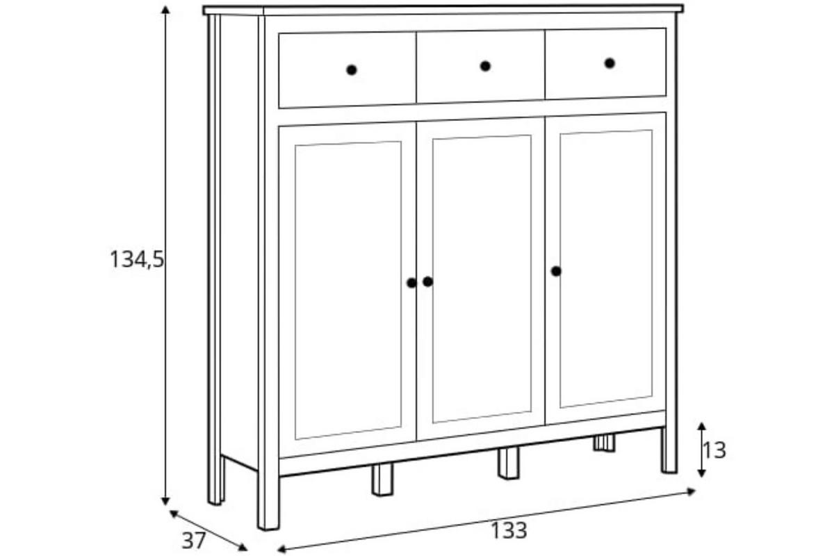 KOMMODE FARGE mit Türen und Schubladen, weiß - Weiß, Holz (133/135/37cm) - KONSIMO®