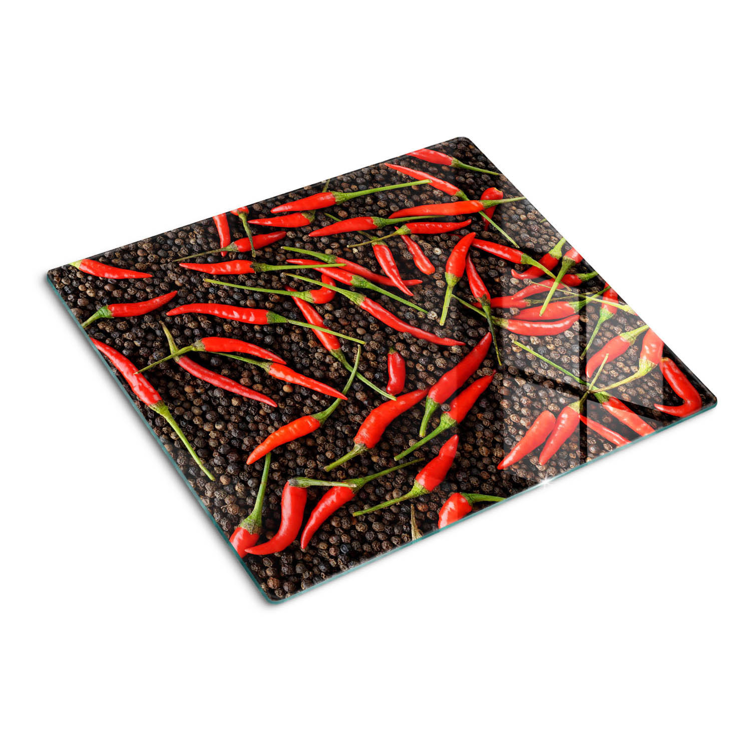 GLASPLATTE 60x52 cm Chilischoten - Rot, Glas (60/0.4/52cm) - TULUP