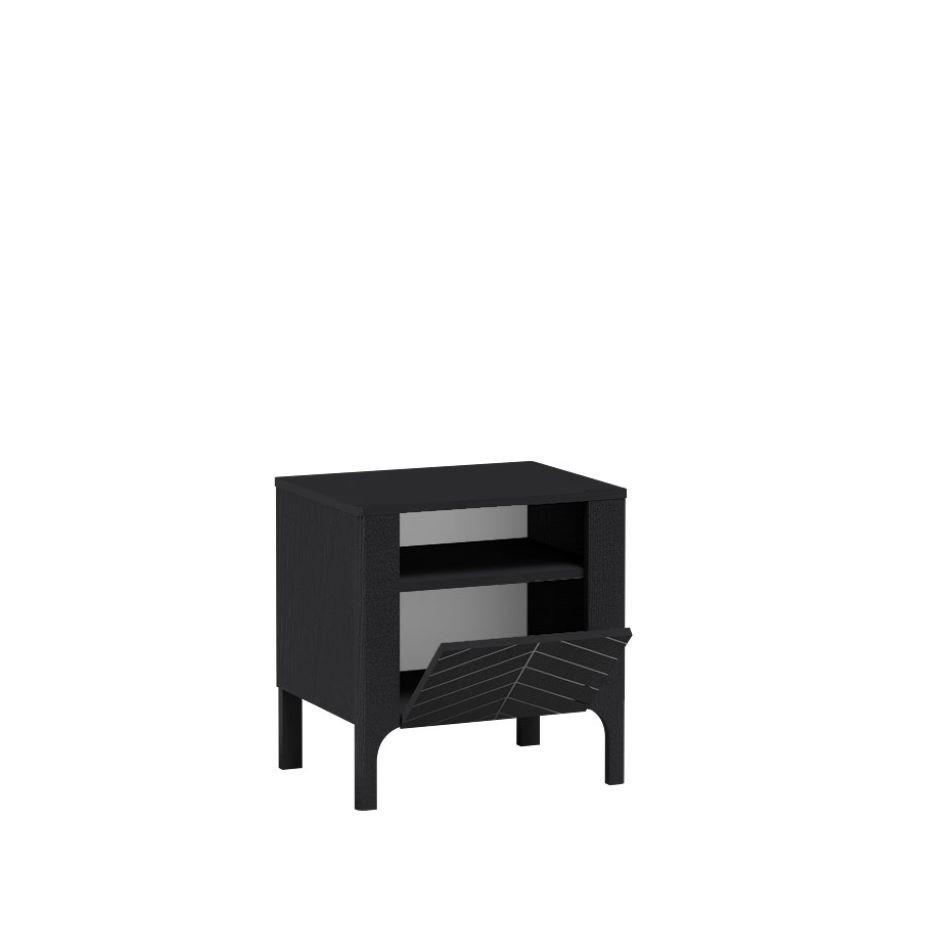 NACHTTISCH Lumi Schwarz - Schwarz, Holzwerkstoff (54/57/41cm) - Bettso