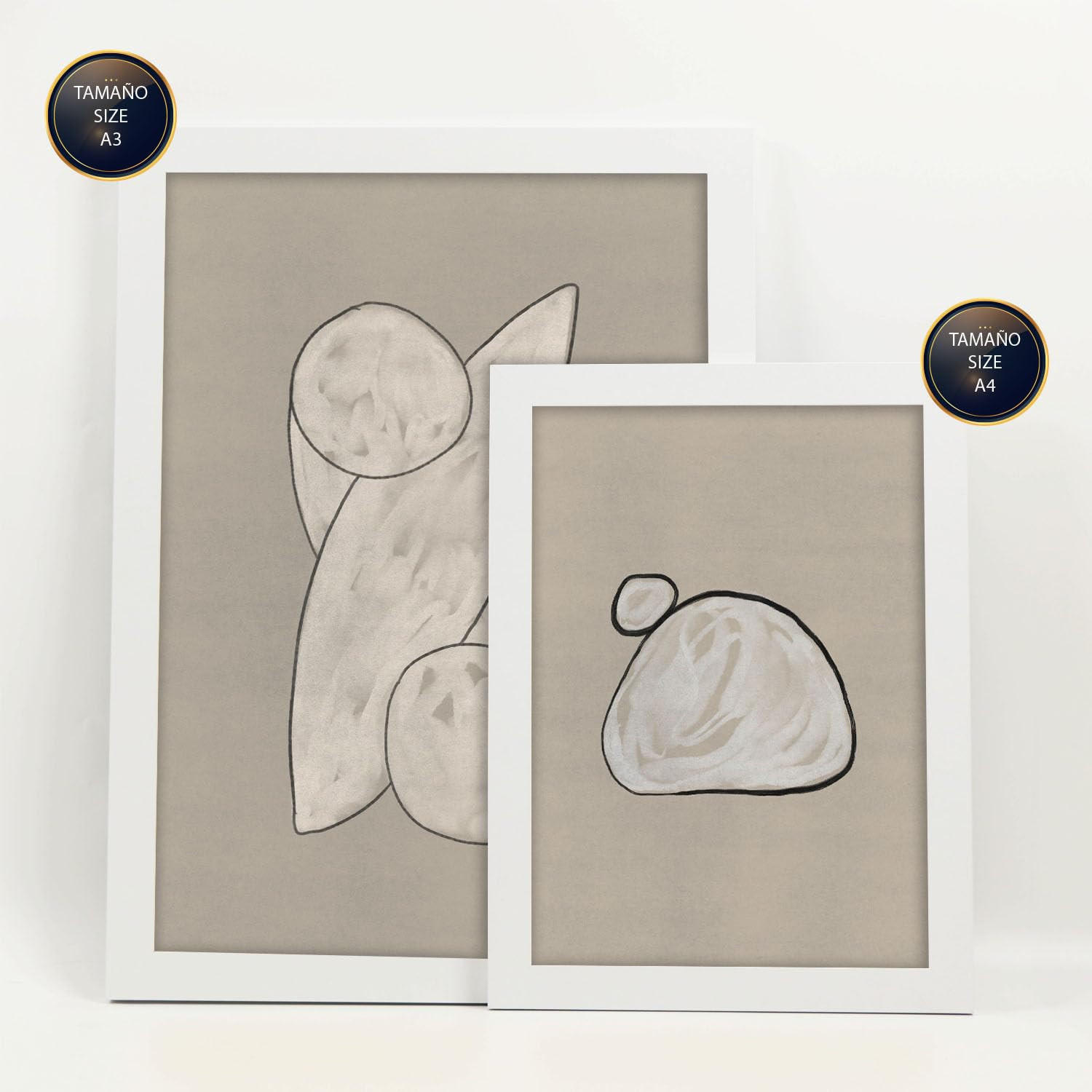 POSTER Set Mit 6 Kosmische Kontur In Form Abstracts Ästhetische Dekorative Gemälde Für Ihr Wohnzimmer, Schlafzimmer, Zuhause A3 & A4 Weißer Rahmen - Weiß, Papier (29/3cm) - Nacnic