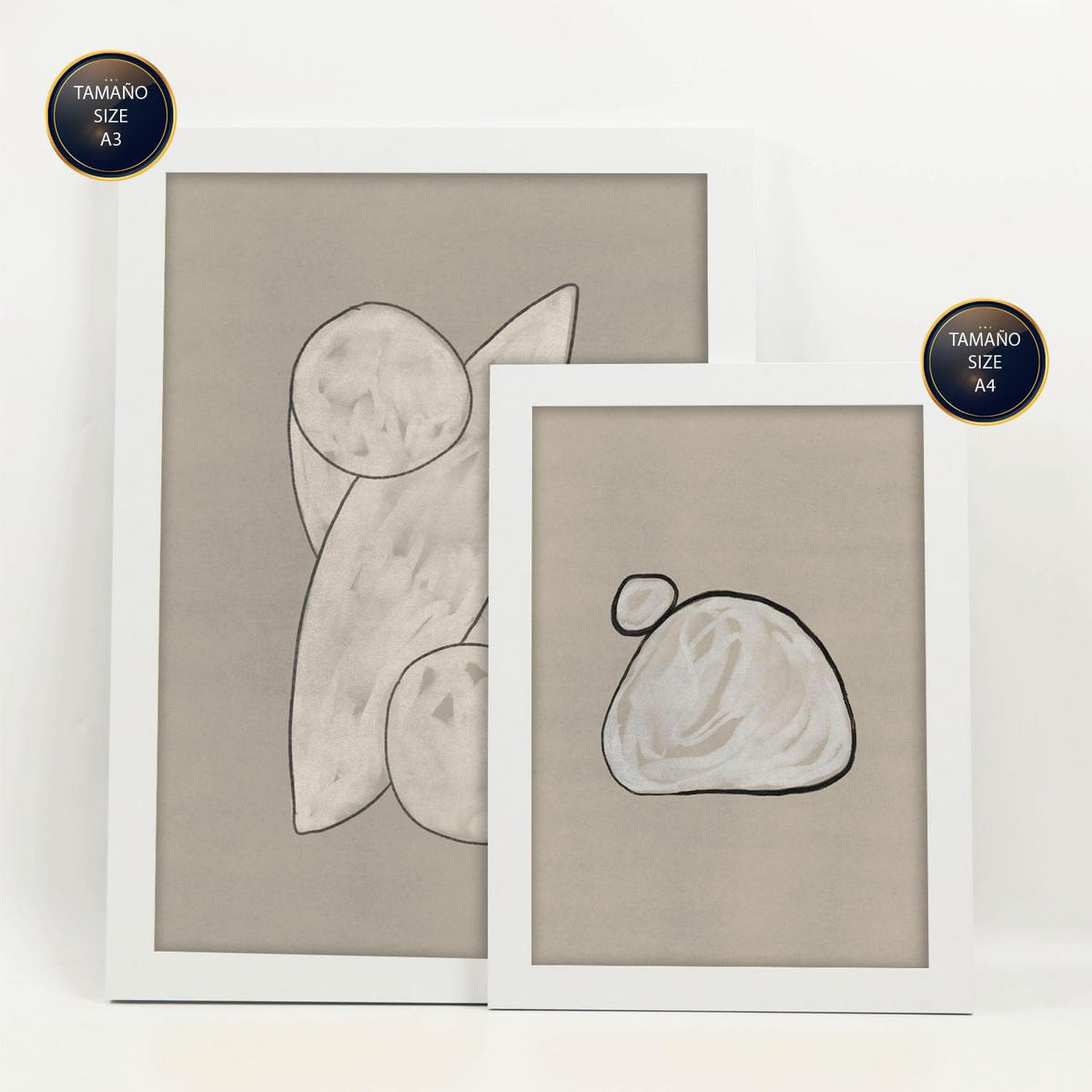 POSTER Set Mit 6 Kosmische Kontur In Form Abstracts Ästhetische Dekorative Gemälde Für Ihr Wohnzimmer, Schlafzimmer, Zuhause A3 & A4 Weißer Rahmen - Weiß, Papier (29/3cm) - Nacnic