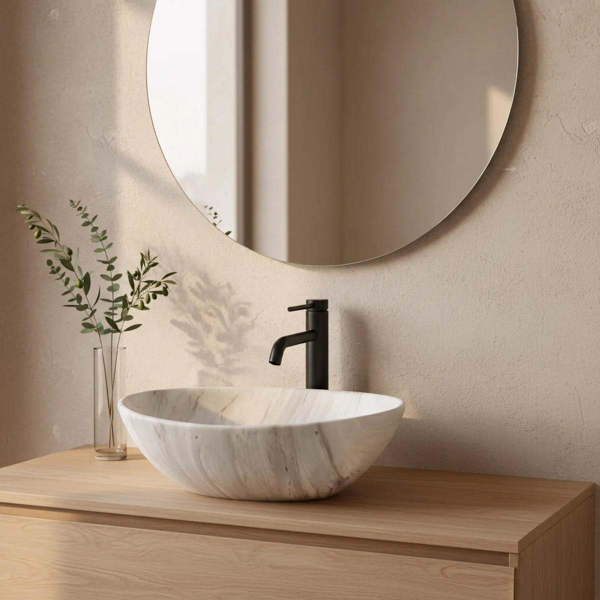 AUFSATZWASCHBECKEN Rea Sofia Ash Matt - Weiß, Keramik (34.5/15/41cm) - REA
