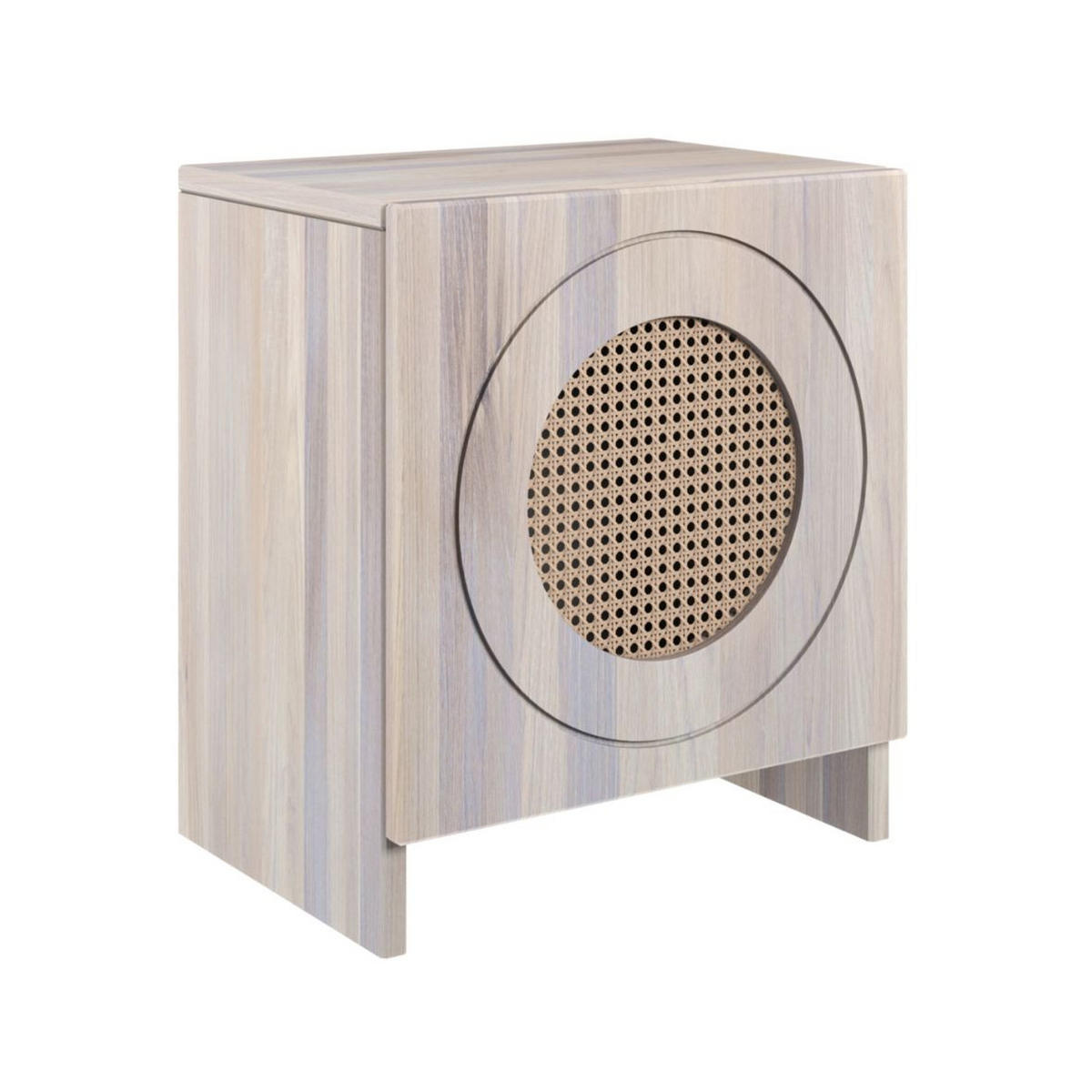 MASSIVHOLZNACHTTISCH Harmark mit Rattan-Detail, Eiche gebleicht - geölt - Eiche Bianco, Eichenholz/Holz (44/50/34cm) - Skandica