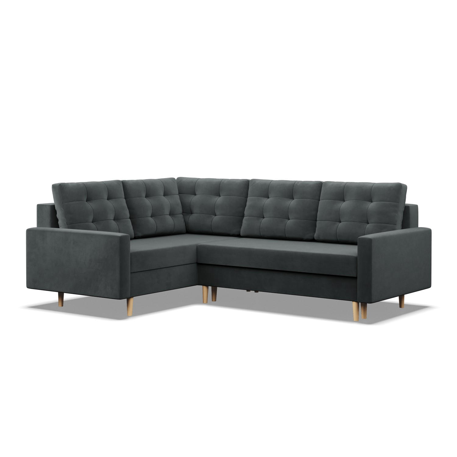 ECKSOFA LINKS MIT SCHLAFFUNKTION BLANK, Dunkelgrau - Dunkelgrau, Textil (223/172cm) - Mebligo