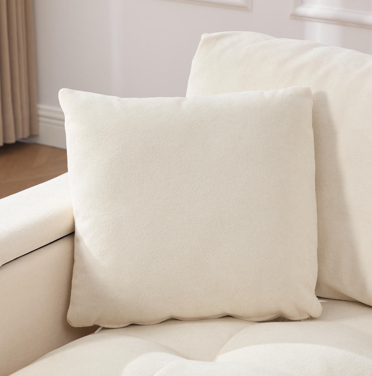 SOFA mit Stauraum 2-Sitzer Beige Chenille - Beige, Holzwerkstoff (180/84/81.5cm) - Meubliv