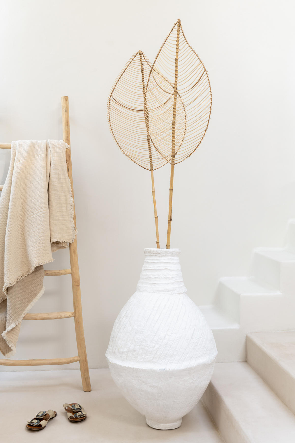 VASE LAXMI - Papier - Weiß - Ø 60 cm - Weiß, Papier (85cm) - J-Line