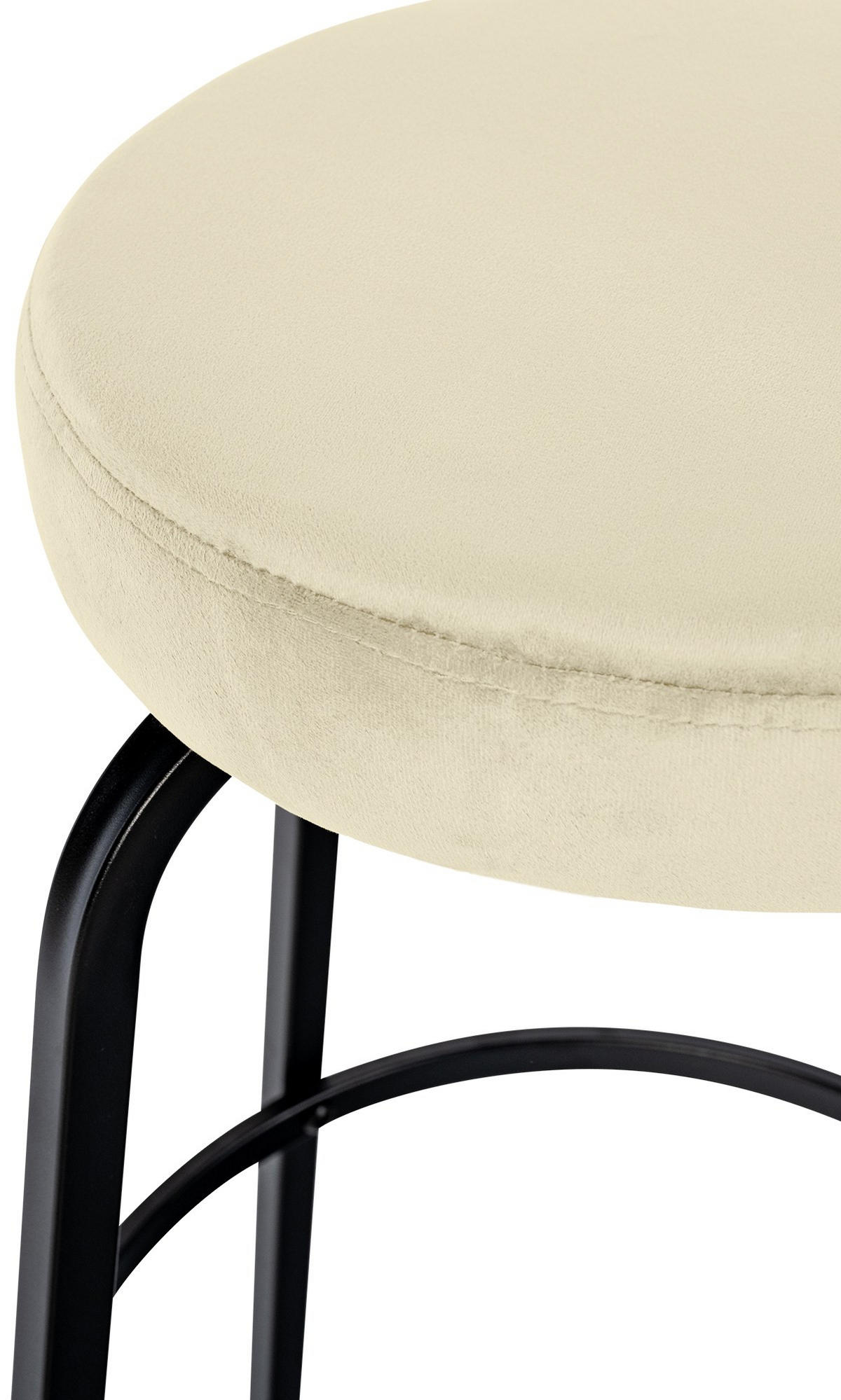 BARHOCKER Samt Creme - Creme/Schwarz, Textil/Metall (54/77/54cm) - CLP