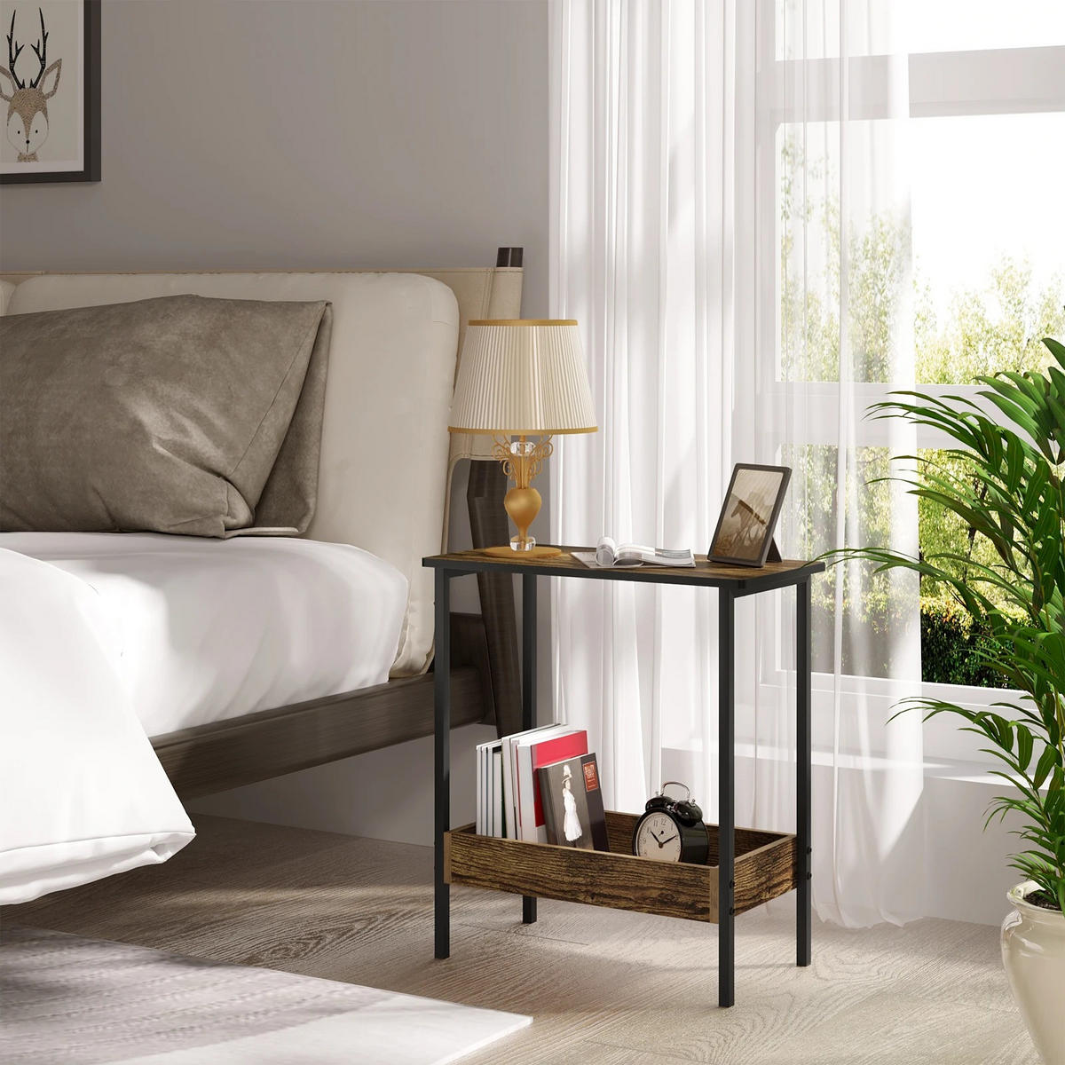COUCHTISCH mit 2 Regalen, mit Stauraum für Eck-, Wohnzimmer- und Schlafzimmer, Braun - Braun, Holzwerkstoff (50/50/25cm) - Coonoor