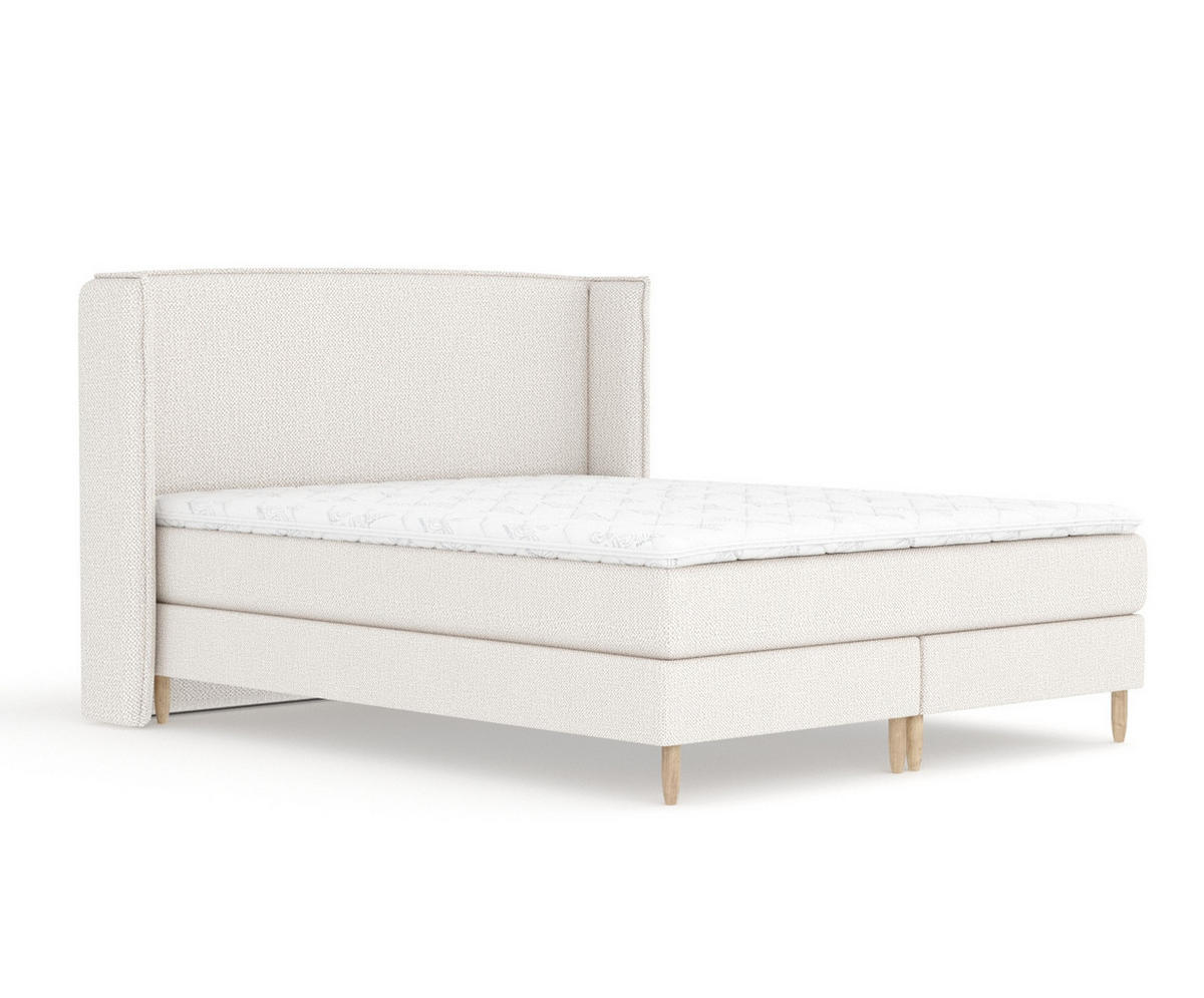 KONTINENTALBETT Ardis Creme 200/200 cm mit Matratze und Topper - Creme/Naturfarben, Holz/Holzwerkstoff (200/200cm) - Maison de Reve