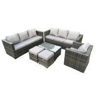 GARTENMÖBELSET mit Hockern 9-Sitzer - Dunkelgrau, Metall - Fimous